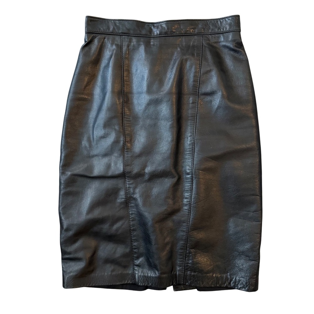 Danier Black Genuine Leather Pencil Skirt Women's Size 6 High Waist Midi Classic